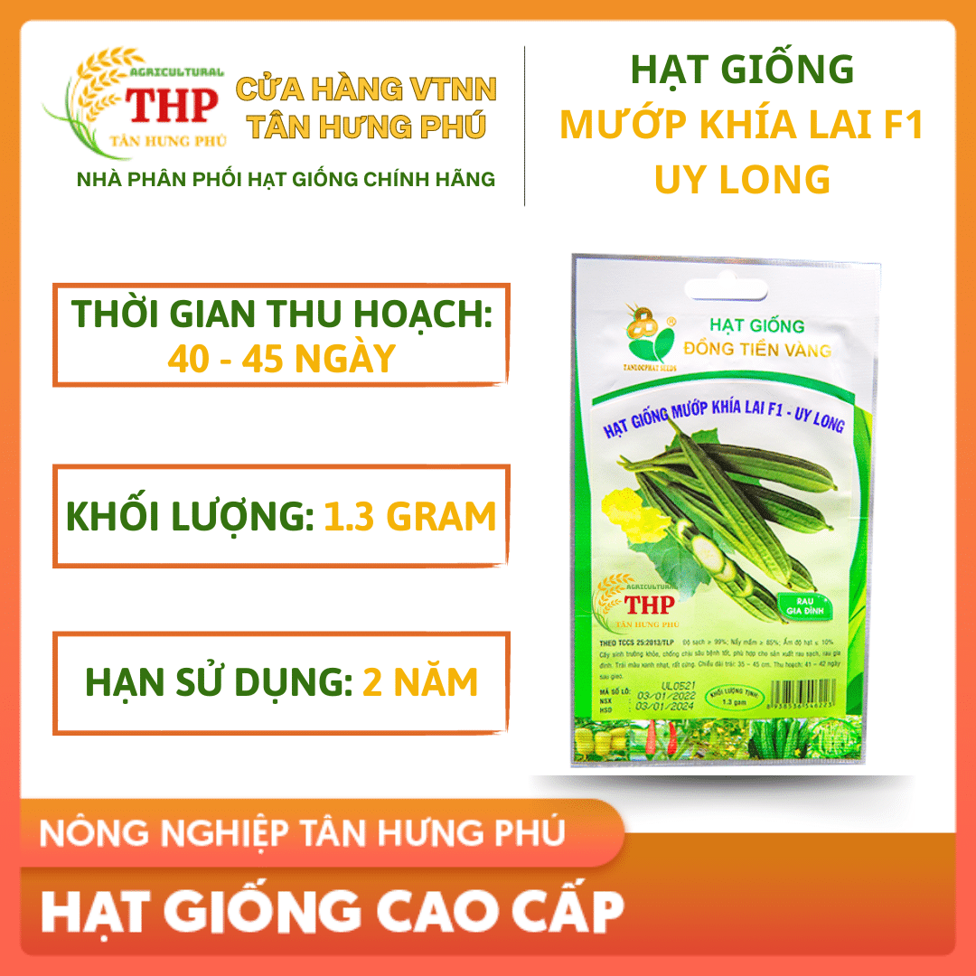 Hạt giống Mướp Khía Lai F1 Uy Long gói 1.3gr 1 MUOP KHIA UY LONG